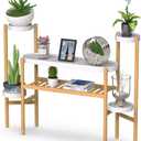 Wisuce Bamboo Plant Stands Indoor, 3 Tier Tall Corner Plant Stand Holder & Plant Display Rack for Garden Outdoor (3-2 Tier)