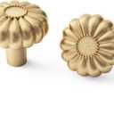goldenwarm 2 Pack Gold Dresser Knobs for Drawer Knob for Cabinet Pulls Luxury Hardware Handle Brushed Brass Vintage Pull (Single Hole)