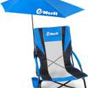 EMERIT Low Beach Chairs for Adults with Removable UPF 50+ Umbrella, Lightweight Folding Backpack Camping Chair with Cup Holder, Portable Sand Chair for Beach, Picnic, Lawn, Single Pack