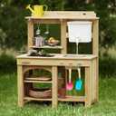 Tiny Land Outdoor Mud Kitchen for Kids, Wooden Play Kitchen with Water Tank, Water & Cooking Play, Sensory Fun, Weather-Resistant with Storage, Ideal for Toddlers Ages 3+, 30.12 x 17.99 x 37.8 inches