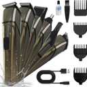 Body Hair Trimmer for Men Electric Groin Hair Trimmer Cordless Beard Trimming Kit with Standing Charging Dock USB Rechargeable, for Mustache Body Facial Nose Ear Hair Cutting with LED Light