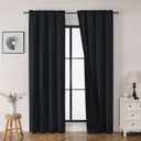 OWENIE Heidi Black Curtains 84 Inch Long 2 Panels Set for Living Room Bedroom, Light Filtering Solid Fabric Window Curtains Drapes, Elegant Rod Pocket Curtains, 2 Pcs Each 40" W 84" L (40"W x 84"L (Pack of 2), Black)