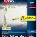 Avery Printable Return Address Labels, 0.75" x 2.25", Gold Foil, 300 Blank Mailing Labels (08987)