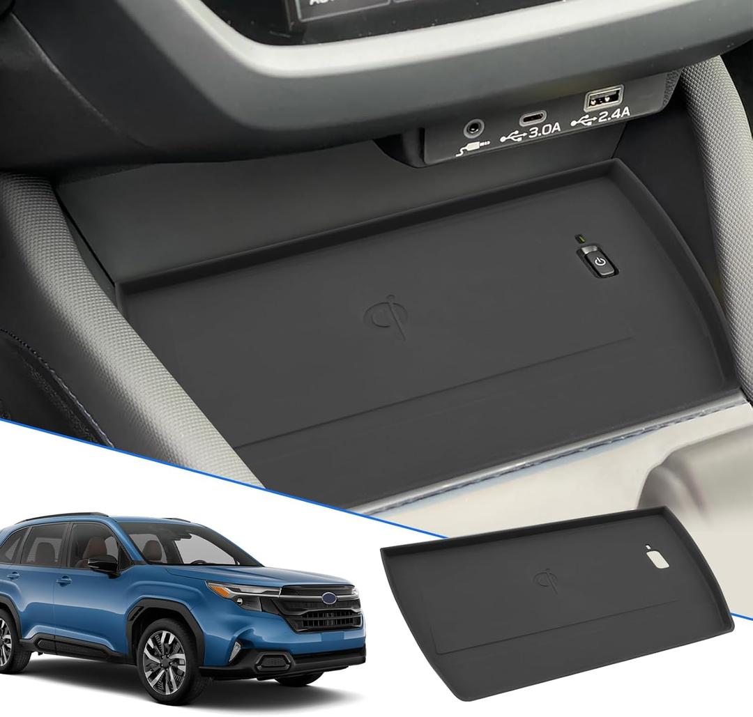 SXCY for 2025 Subaru Forester Accessories 2025 Forester Wireless Charging Protective Mats [Not for 2026 Forester Updated Console] 2025 Forester Accessories Console Inserts Liner Waterproof Mats