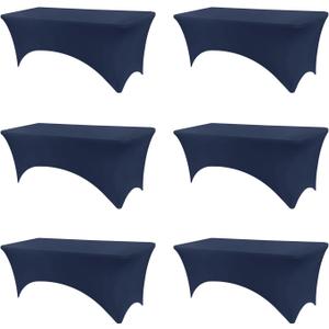 BDDC 6ft Stretch Spandex Fitted Table Cloth for 6 Foot Tables, 72"x30" 6Pack