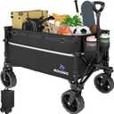 ROSONG Collapsible Wagon Cart with Wheels Foldable  Folding Utility Heavy Duty Wagons Carts for Grocery Sports Garden Shopping Camping Wheelbarrows (Black, 120L)