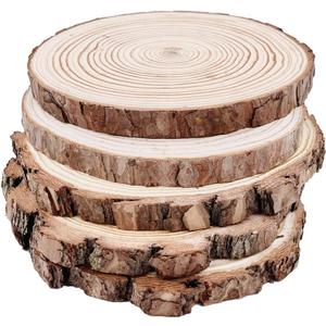 Unfinished Natural with Tree Bark Wood Slices 5 Pcs 7-8 inch Disc Coasters Wood Coaster Pieces Craft Wood kit Circles Crafts Christmas Ornaments DIY Crafts with Bark for Crafts Rustic Wedding