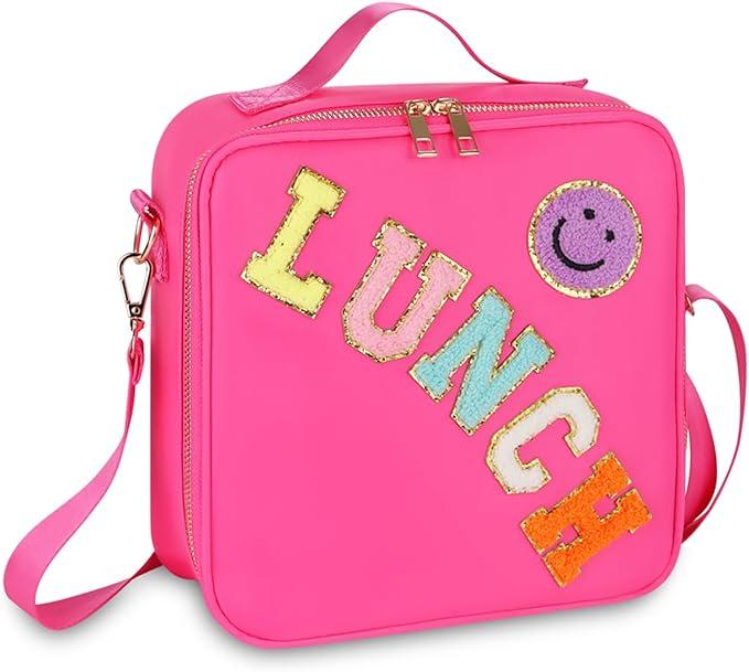 Lunch Box for Women, Reusable Insulated Lunch Box Floral Tote Bags Corduroy Totes for Women Office Work Travel Picnic (Corduroy Blue Flowers)