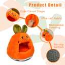 Guinea Pig Hideout, Cute Carrot Shape Bunny Bed with Warm Fleece Washable Hamster Bed Rat Cage Accessories Small Animal Houses for Dwarf Rabbit Chinchilla Hedgehog (M)