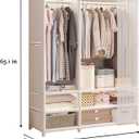 Portable Closet with Cover 43.3"L x 17.7"W x 65.1"H Wardrobe Closet White