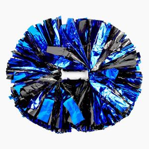 Lovecheer 2PCS Blue and Black Pom Poms Cheerleading Metallic Sports Cheer Pompoms with Handle for Halloween Dance Party Football Basketball Team Spirits