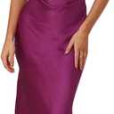 2026 Satin Cap Sleeve Cowl Back Summer Dresses for Women Elegant Ruched Waist Wedding Guest Midi Dress (Large, Fuchsia)