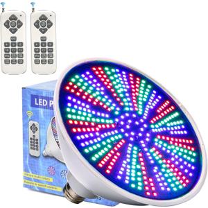 12V 50W LED Color Changing Pool Lights for Inground Pool, Swimming Pool Light Bulb with Remote, E26 Replacement Underwater Pool Lighting for Pentair and Hayward Light Fixtures, 1 Pack