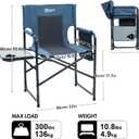 Portal Directors Chair Camping Chairs for Adults with Side Table Folding Lawn Chairs for Adults, Directors Chairs Foldable for Outdoor Chairs for Beach, Travel, Heavy Duty Supports 300LBS, Blue/Grey