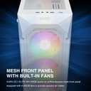 GAMDIAS White ATX Mid Tower Gaming Computer PC Case w/Tempered Glass, Built-in 4X 120mm ARGB Fans, Support Up to 6X 120mm Fans, 360mm AIO/Radiator, 340mm GPU/VGA, 160mm CPU Air Cooler