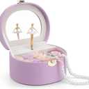 Vlando Bithday Gifts for Girl, Musical Jewelry Box for Girls, Small Kid Music Box with Ballerina for Party Bedroom Decor, Gifts for Girls Kids - Purple