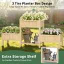 Extra Large Wooden Raised Garden Bed with Legs & Storage Shelf 3 Tier Outdoor Elevated Planter Box for Patios/Herbs/Flowers/Vegetables, Easy Assembly, Natural