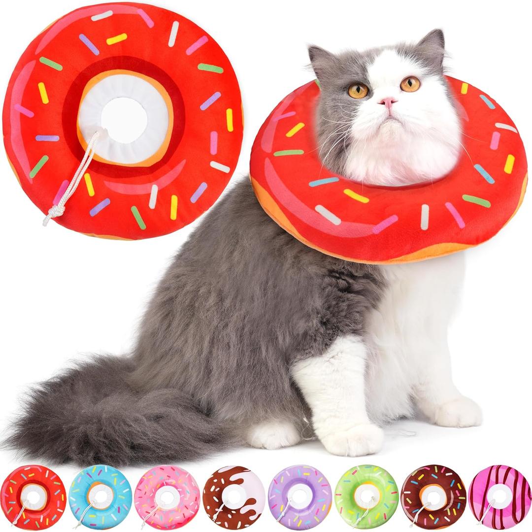 Cat Cone Collar Soft, Cat Recovery Collar for Wound Healing Cute Donut Adjustable Kitten Cones to Stop Licking Comfortable Lightweight Neck Elizabethan Collars for Kittens After Surgery (Small)