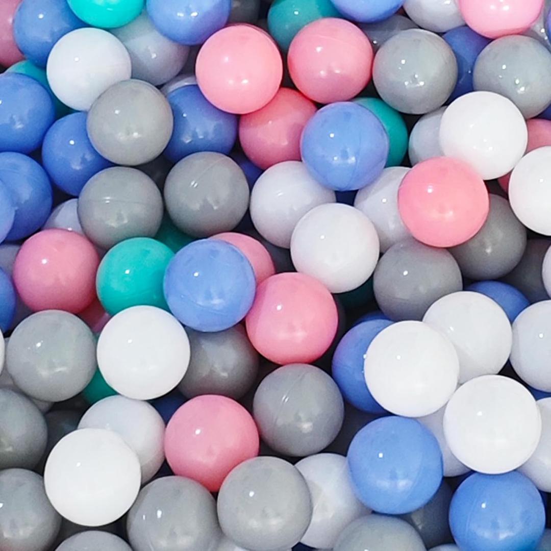 2.2in/ 5.5cm Ball Pit Balls, 100-Pack (Sky Blue + Pastel Blue + Sweet Pink + Light Gray + White) - Non-Toxic, Durable for All-Around Play, Ages 3+