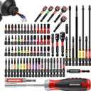 Geinxurn Impact Screwdriver Bits Set, Magnetic S2 Steel Phillips/Square/Torx/Hex 82Pieces Insert Power Bits Tips with Impact Bit Holder and Impact Nut Driver and Rachet Screwdriver Handle