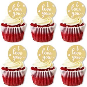BEISHIDA 10pcs I Love You Cupcake Topper Love You Cupcake Decoration Heart Acrylic Cupcake Discs Mirror Topper Valentine Mothers' Day Cupcake Decors Wedding Anniversary Engagement Mothers' Day,Round-iloveu