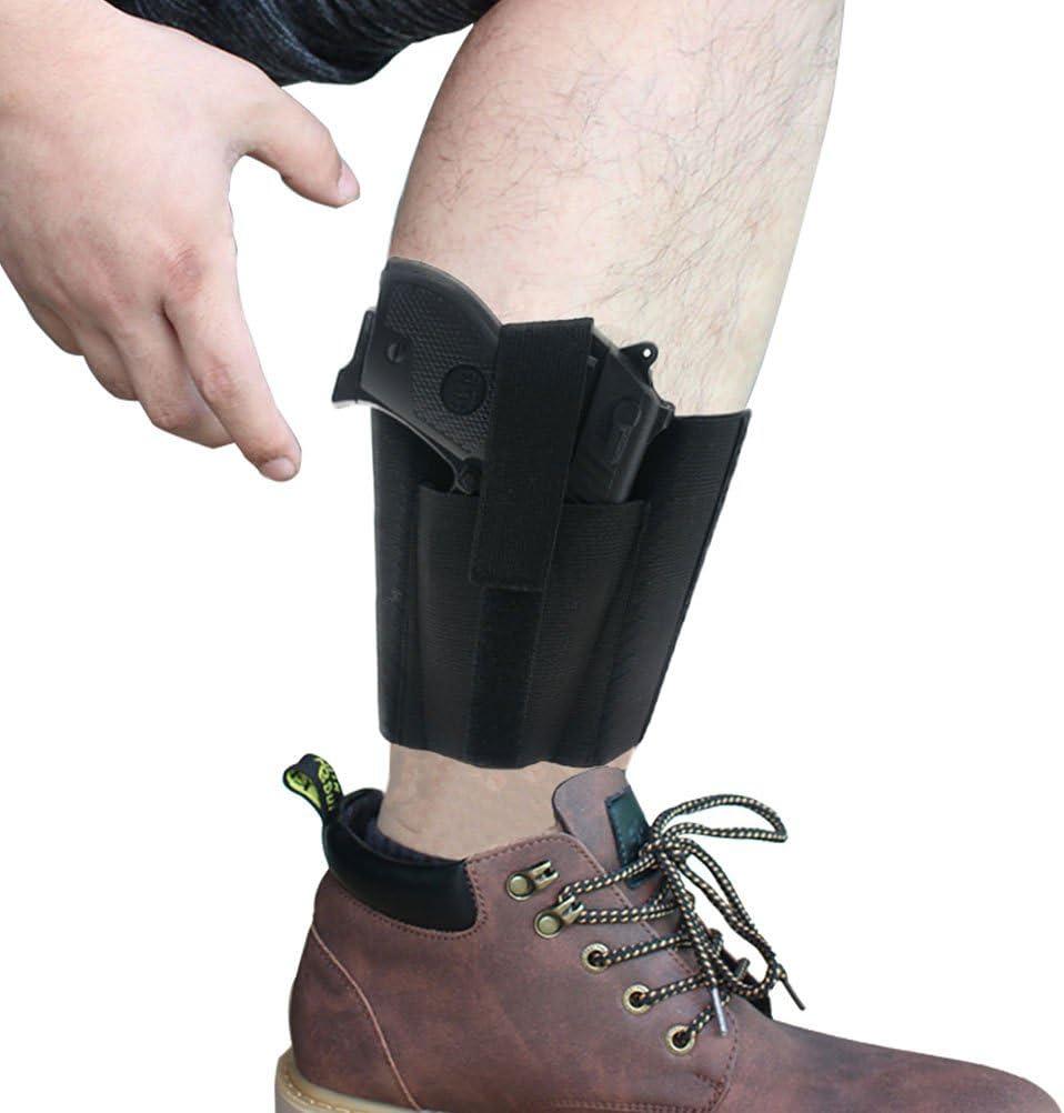 CREATRILL Ankle Holster with Padding for Concealed Carry with Elastic Secure Strap Pistol Concealment for Women Men Fits for Small to Medium Frame Pistols and Revolvor, Black (Classical)