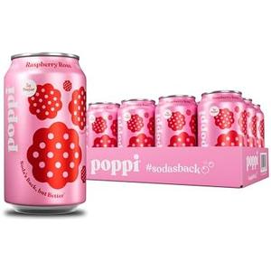 Poppi Sparkling Prebiotic Soda Beverage with Apple Cider Vinegar, Seltzer Water and Fruit Juice, Raspberry Rose Flavor, 11 oz, Pack of 11, Packaging May Vary  BB Dec 10, 2026