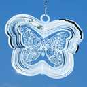 Wind Spinners Outdoor, 3D Butterfly Hanging Wind Spinners, 12 inches, Kinetic, Stainless-Steel Metal, Smooth Spinning, Indoor and Outdoor Decoration for Garden, Patio, Yard, Gift for Women Mom Wife