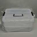 2 Layer Plastic Storage Containers with Lids, Multipurpose Clear Stack & Carry Box, Portable Craft Organizers and Storage Bin for Organizing Art & Craft, Sewing, Makeup, Nail Supplies (Black)