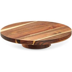 Juvale Round Acacia Wood Cake Stand for Wedding - Wooden Cake Stand for Appetizers and Desserts (12.75 Inches)