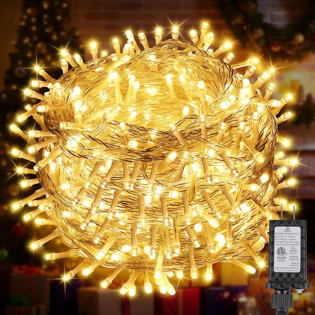 200FT 600LED Christmas Lights Plug in,Warm White Waterproof Fairy Lights with Timer/8 Modes, Christmas Tree Lights Lighting Outdoor Indoor Garden Party Wedding Christmas Tree Decoration