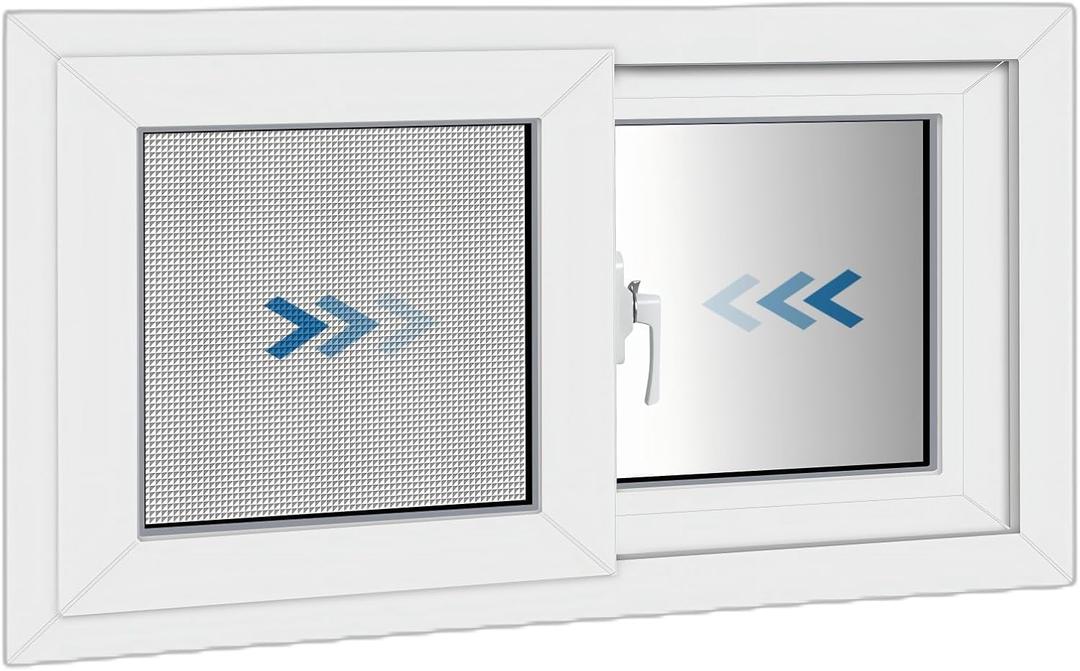 NOOTA Basement Window 32" x 16" Double Tempered Glass, Removable Flange, Vinyl Sliding WindowWhite