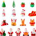 17 Pieces Mini Resin Christmas Ornaments, Miniatures Figures Tiny Decor, Santa Claus Snowman Christmas Tree Reindeer Gifts for Snow Globe Xmas Home Party Cake Toppers Dcor (17)