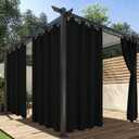 HolidayIdeas Outdoor Curtains for Patio Waterproof, 4 Panels - 54 x 95 Inch - Privacy Protection & Light Filtering Curtains Black Grommet Outside Curtains for Porch, Gazebo, Pergola, Backyard