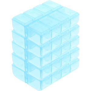 GLEAVI Small Airtight Pill Storage Boxes - Portable Travel Tablet Organizer with 5 Compact Containers for Daily Medication Lightweight and Durable Household Pill Cases 2.91X2.44X0.78In