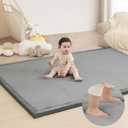 Extra Large 79"x118" Baby Activity Play Mat for Floor, 1.3" Thick Elasti Foam for Tummy Time & Crawling, Non-Slip Nursery Rug for Infants, Toddlers & Kids, Tatami Style Mat for Yoga, Living Room, Classroom & Playroom (Dark Gray)