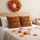 2 x Thmyo Fall Decorative Throw Pillow Covers 18x18 inch Set of 2, Caramel Pumpkin Cushion Cases for Autumn, Soft Faux Fur DIY Pillowcases for Sofa Couch Bedroom Thanksgiving Winter Home Decor Gift