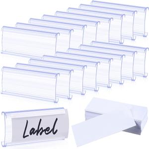 Yulejo 200 Pieces Wire Shelf Label Holders Wire Label Holder Plastic Shelf Tags for Shelving Clips with Paper Inserts, Compatible with 1-1/4 Inch Shelves