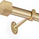 Single Curtain Rods,with Square Cylindrical Aluminum Alloy Finials,1 Inch Heavy Duty Drapery Rods Adjustable Length 72-144"(6-12ft),Gold