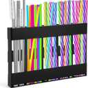 Acrylic Straw Holder With Double-Sided Tape, Cabinet Straw Organizer, Straws Dispenser, Suitable For Cabinets And Kitchen Countertops (Black)