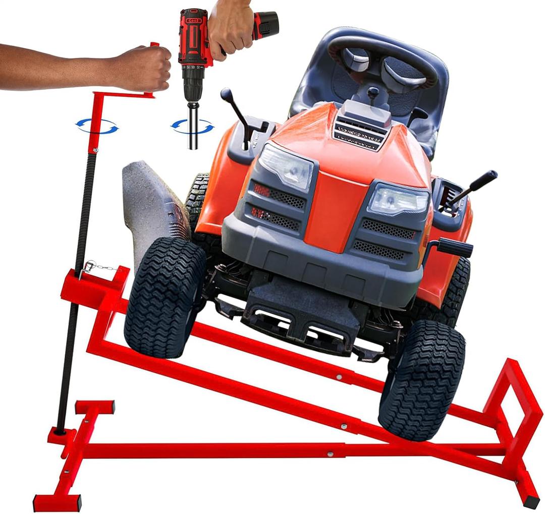Lawn Mower Lift Jack, Lifting Platform 882 Lbs Capacity Telescopic Maintenance Jack with User Manual for Garden Tractors and Riding Lawn Mower with Manual Handle & Power Tool Extension Handle - B