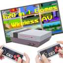 Retro Game Console, Classic Video Games Console Built-in with 620 Games System,Plug and Play with Wireless Controllers Handheld Games (Grey)