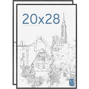MCS Original Poster Frame 20x28 Black Lightweight Vertical & Horizontal Wall Hanging Large Picture Frame for Posters, Art Prints & Gallery Wall (2-Pack)