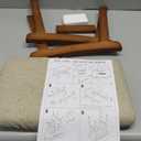 Foot Stool Ottoman Foot Rest Under Desk,Small Stool for Living Room, Bedroom and Kitchen (Brown Legs - Beige Stool Surface)