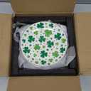 Hushee 6 Pcs St. Patrick's Day Ceramic Shamrock Plates 6 Inch Irish Dessert Platter Serving Plate Clover Leaf Salad Dishes Tableware for St. Patrick's Celebration, Dinner Party, Gift(Cute) (green, white)