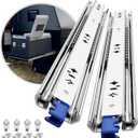 1 Pair Heavy Duty Drawer Slides with Lock 18 20 22 24 26 28 30 32 34 36 38 40 Inch 250 lb Load Capacity Side Mount Full Extension Ball Bearing Rail