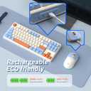 Computer Wireless Keyboard and Mouse Combo with Type-C Dongle for PC Laptop, 2.4 GHz Rechargeable RGB Backlit Creamy Keyboard Works with Windows & MacOS (Navy)