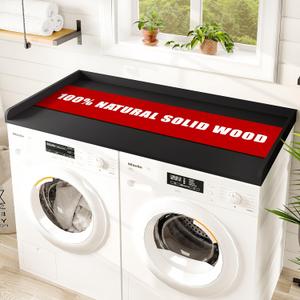 Avana (100% Natural Solid Wood Washer Dryer Countertop  Black Pine Laundry Countertop with Raised Edges, 54 x 27.5 Counter Top for Washer and Dryer, Laundry Room Organizer & Tabletop