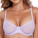 Wingslove Women's Sexy 1/2 Cup Lace Bra Balconette Mesh Underwired Demi Shelf Bra Unlined See Through Bralette, Size 34B