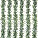DearHouse 6 Pack Faux Eucalyptus Garland Plant, Artificial Vines Hanging Eucalyptus Leaves Greenery Garland for Wedding Backdrop Arch Wall Decor, 5.9 Feet/pcs UV Protected Indoor Outdoor, 6.01ft